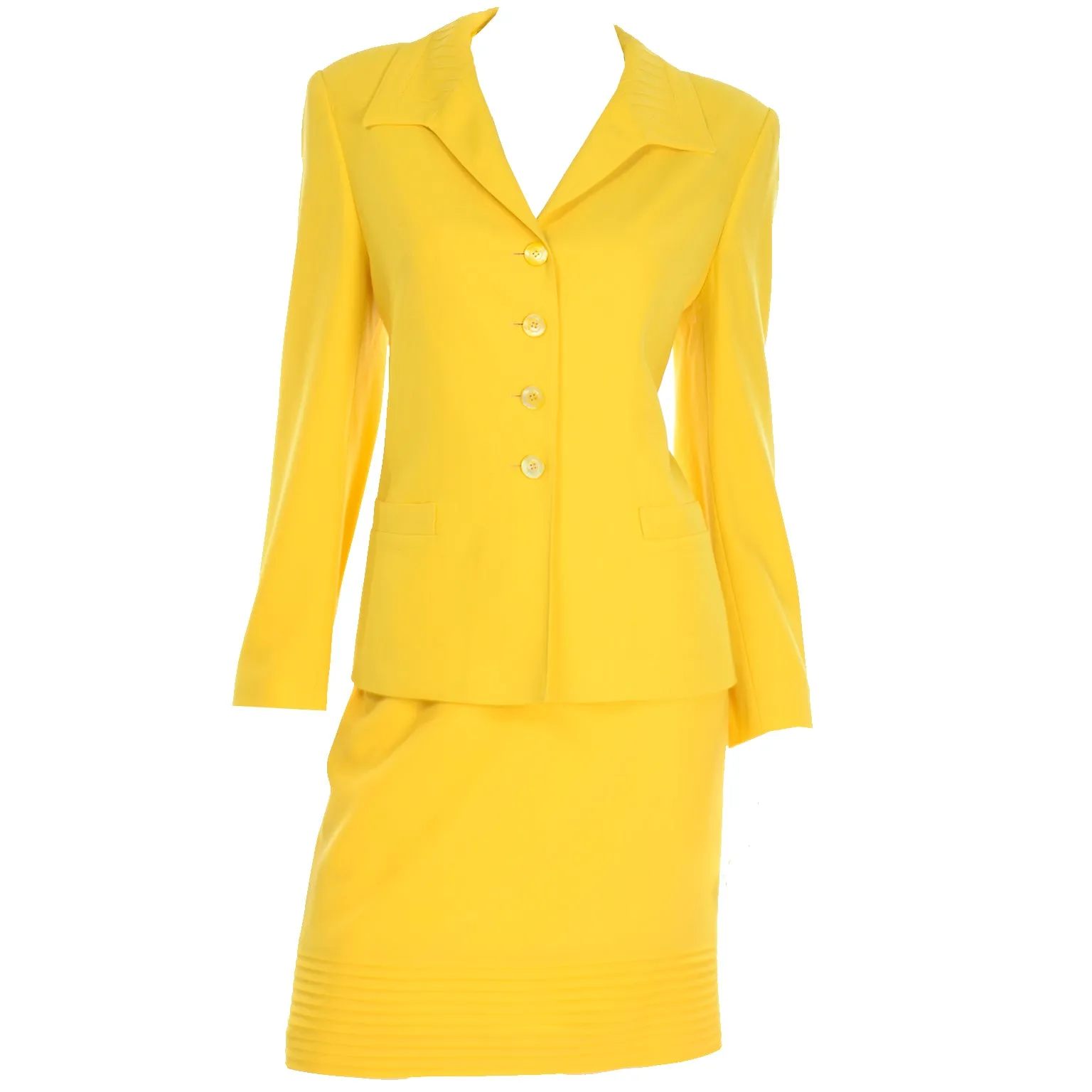 Vintage Escada Margaretha Ley Bright Yellow Skirt and Jacket Suit