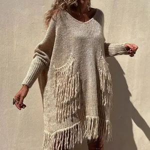 Vintage Knitted Sweater Midi Dress