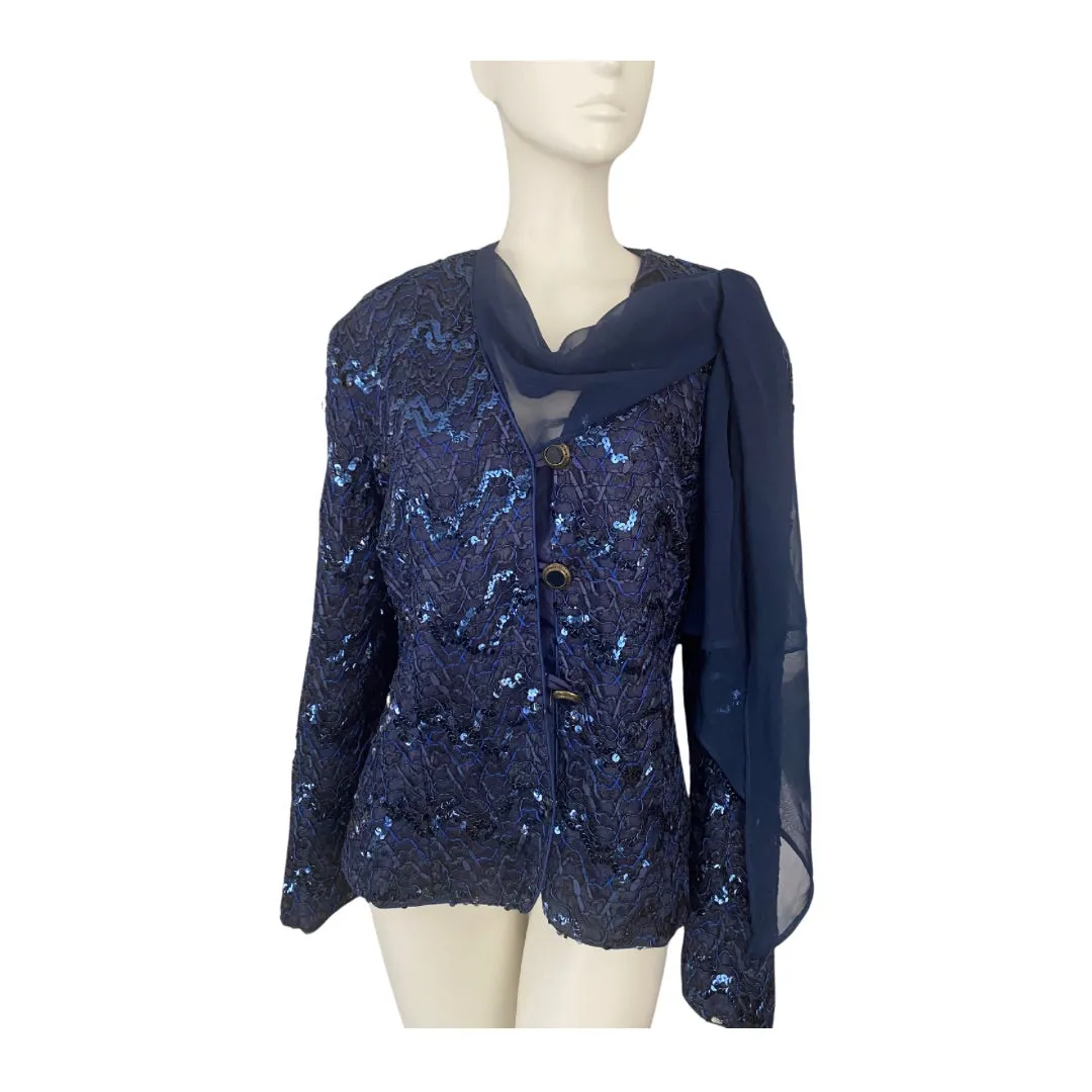 VINTAGE Sequins Blazer Navy Size 18