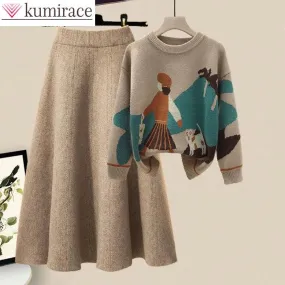 Winter Cartoon Print Knit Dress: Chic Women's Fashion Statement