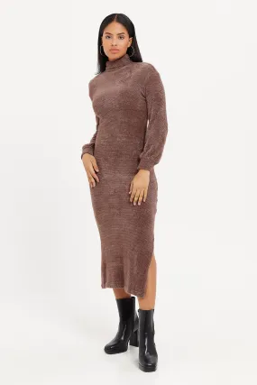 Women Brown Sweater Dress