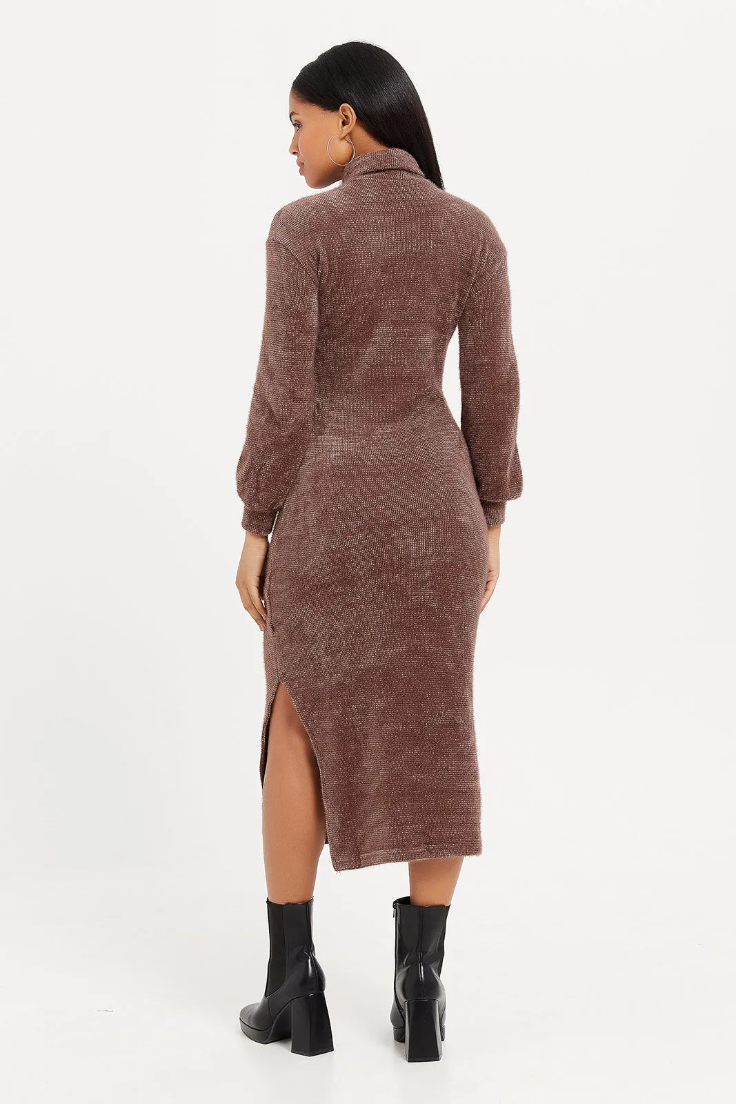 Women Brown Sweater Dress