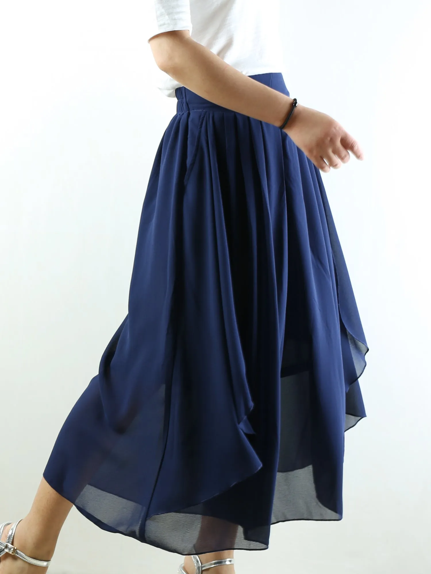 Women's chiffon yoga skirt pants/oversized pants/elastic waist pants/wide leg trousers(K1710)