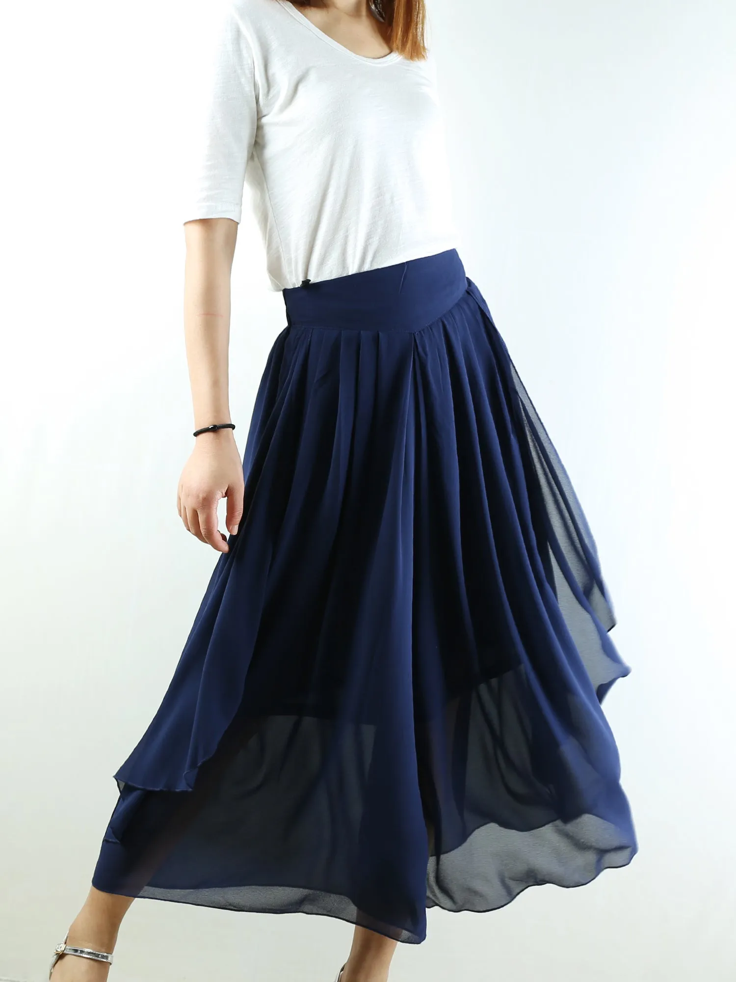 Women's chiffon yoga skirt pants/oversized pants/elastic waist pants/wide leg trousers(K1710)