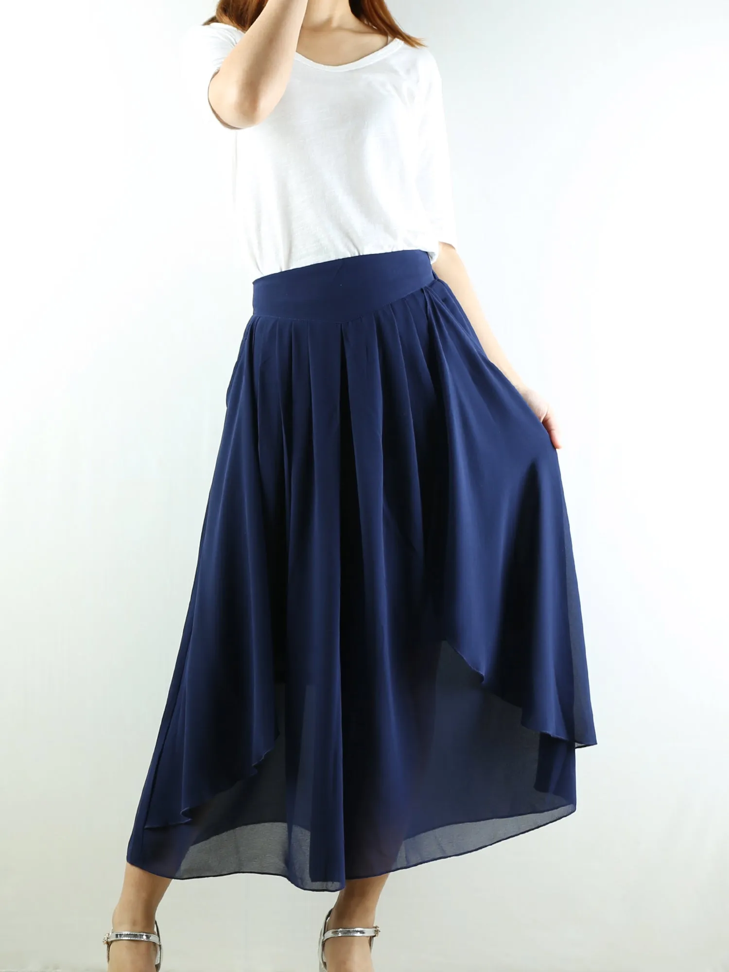 Women's chiffon yoga skirt pants/oversized pants/elastic waist pants/wide leg trousers(K1710)