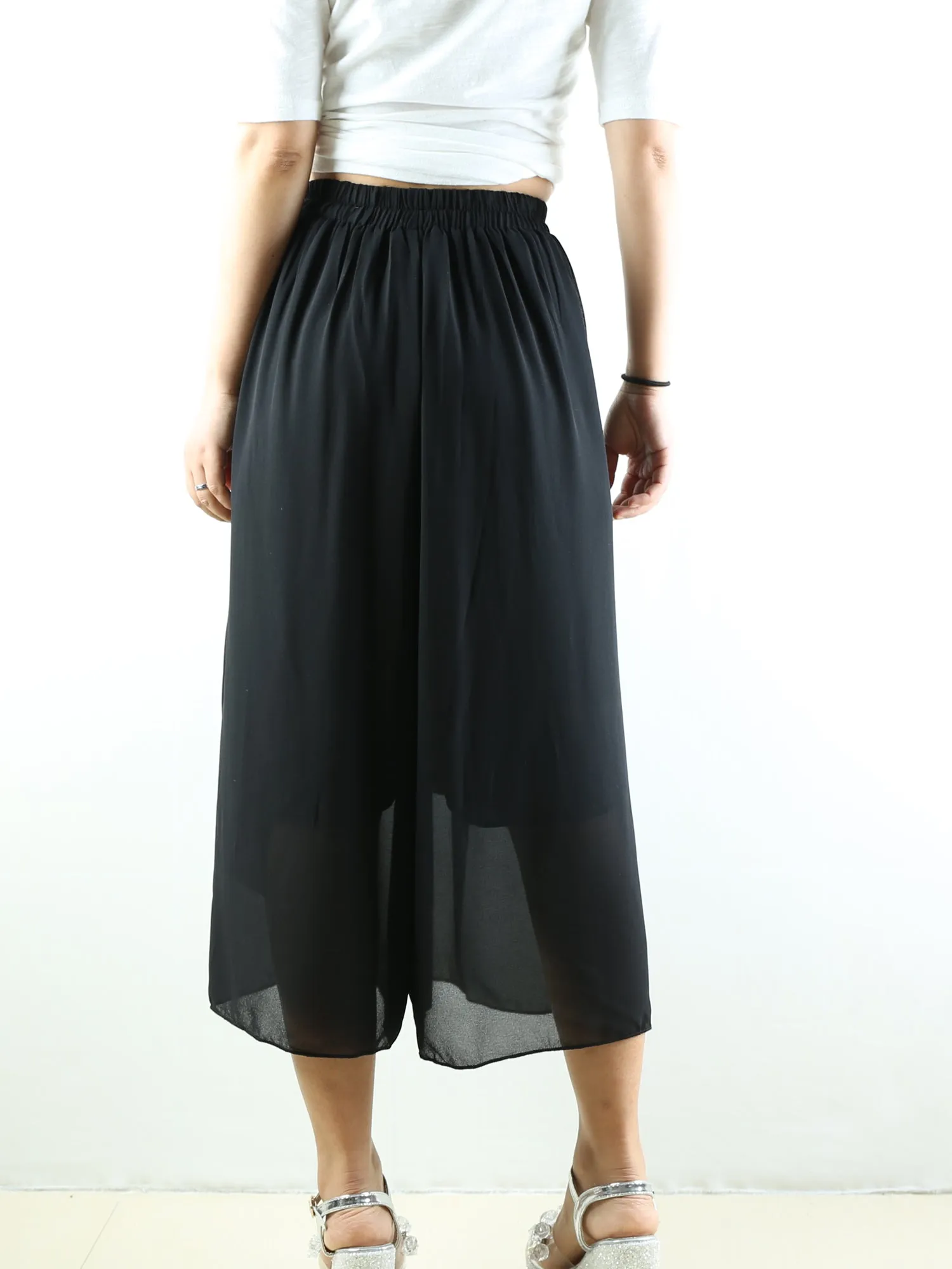 Women's chiffon yoga skirt pants/oversized pants/elastic waist pants/wide leg trousers(K1710)