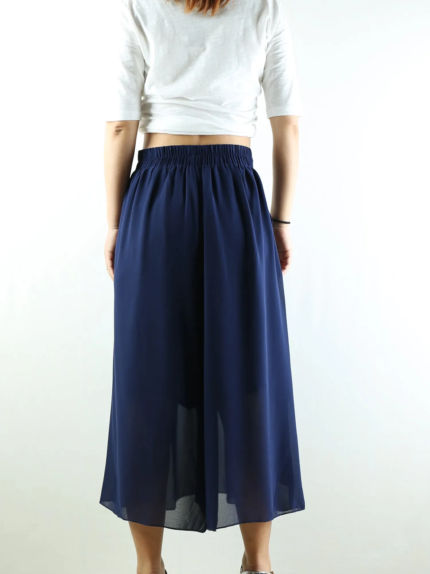 Women's chiffon yoga skirt pants/oversized pants/elastic waist pants/wide leg trousers(K1710)