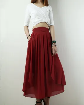 Women's chiffon yoga skirt pants/oversized pants/elastic waist pants/wide leg trousers(K1710)