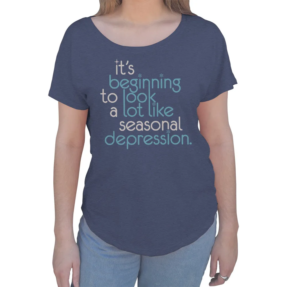 Women's It's Beginning To Look A Lot Like Seasonal Depression Scoop Neck T-Shirt