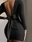 Women's Long Sleeve Backless Bow Mini Sweater Dress