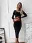 Women's Sweater Ruched Knit Midi Dress