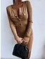 Women's V Neck Long Sleeve Button Pockets Casual Sweater Dress