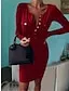 Women's V Neck Long Sleeve Button Pockets Casual Sweater Dress